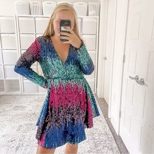 Collective The Label allover ombre sequin long sleeve dress